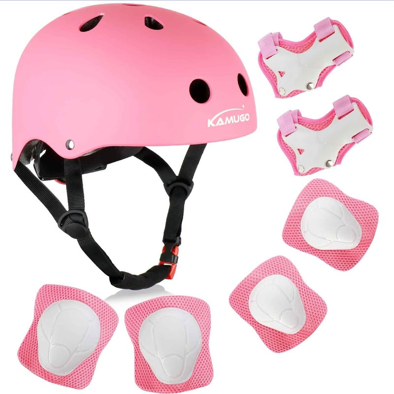 KAMUGO Kids Bike Helmet, Toddler Helmet for Ages 2-8 Boys Girls with Sports Protective Gear Set Knee Elbow Wrist Pads for Skateboard Cycling Scooter Rollerblading - Image 1